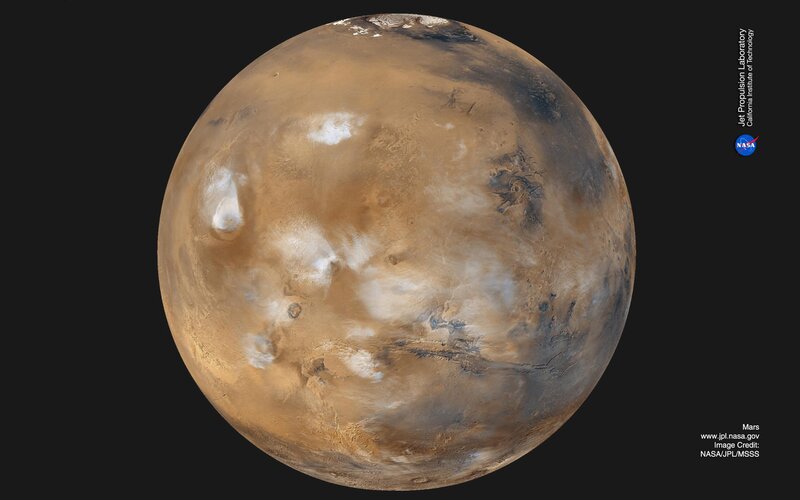 Planet Mars — Brown, Dramatic, Photograph, Clouds, Craters