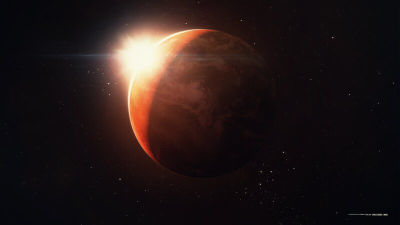 Planet Mars in Space — Black
