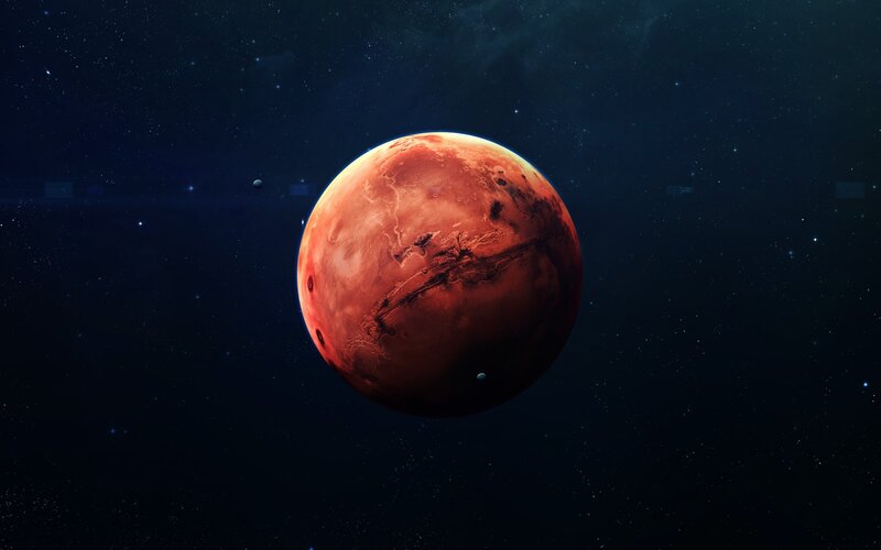 Planet Mars in Space — Red, Dramatic, Night
