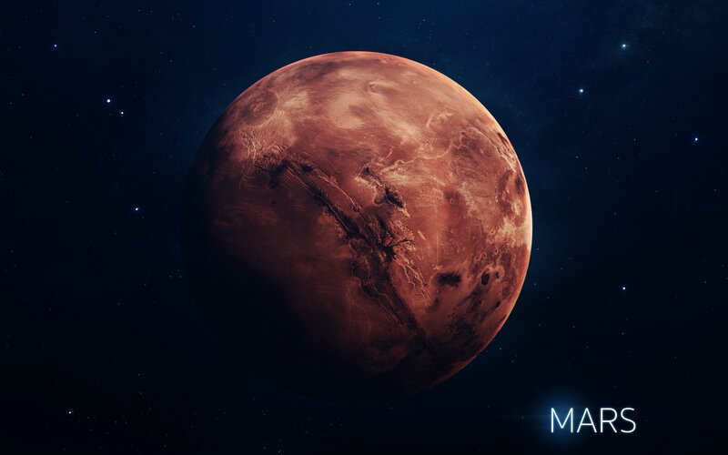 Planet Mars — Red, Dramatic, Night, Digital Art