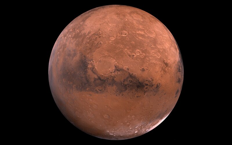 Planet Mars — Red, Dramatic, Photograph, Craters, Surface, Brown, Black