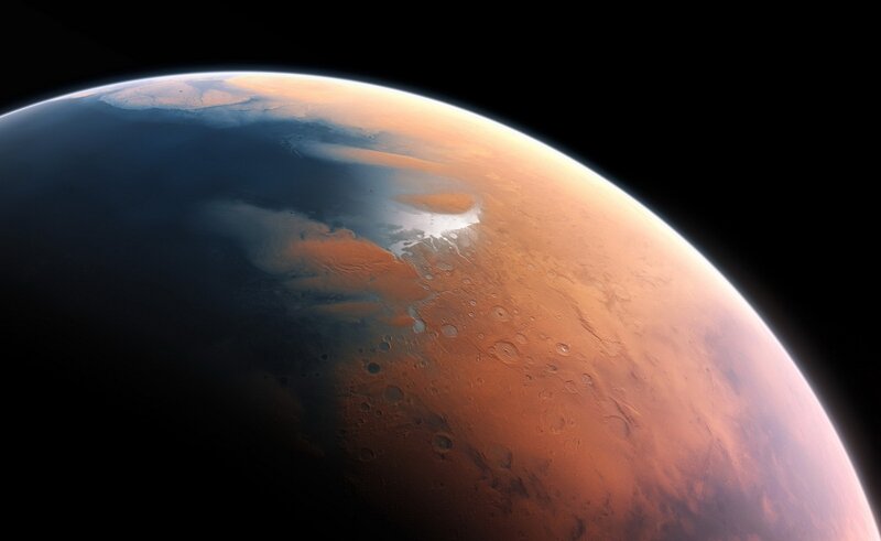 Planet Mars Surface — Red, Dramatic, 3d Render, Craters
