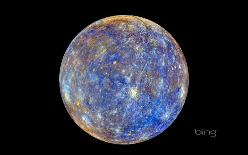 Planet Mercury — Blue, Dramatic, Photograph, Craters, Space