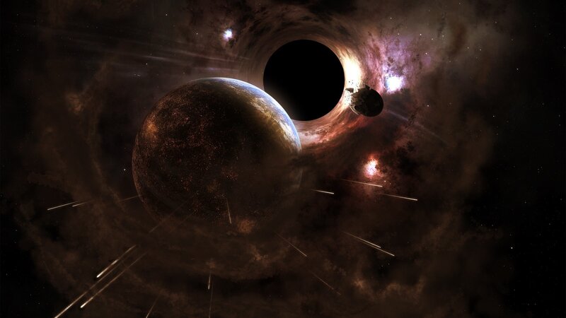 Planet Near Black Hole — Brown