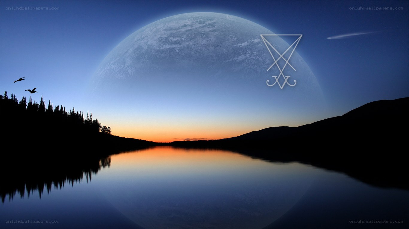 Planet over a lake at dusk