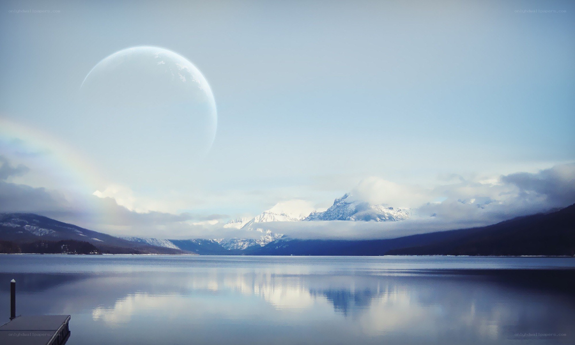Planet over a mountain lake