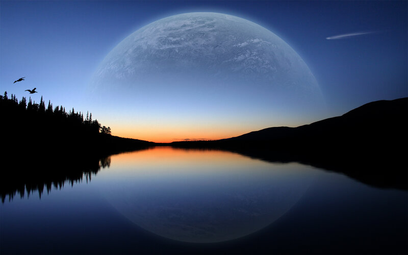 Planet over a tranquil lake