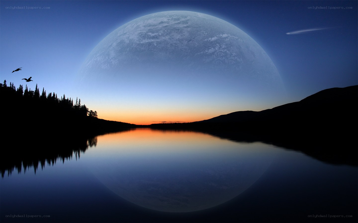 Planet over a tranquil lake