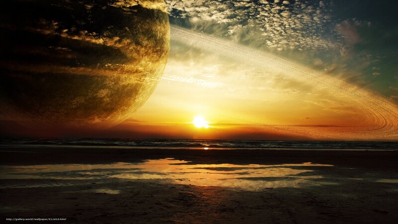 Planet over Beach Sunset