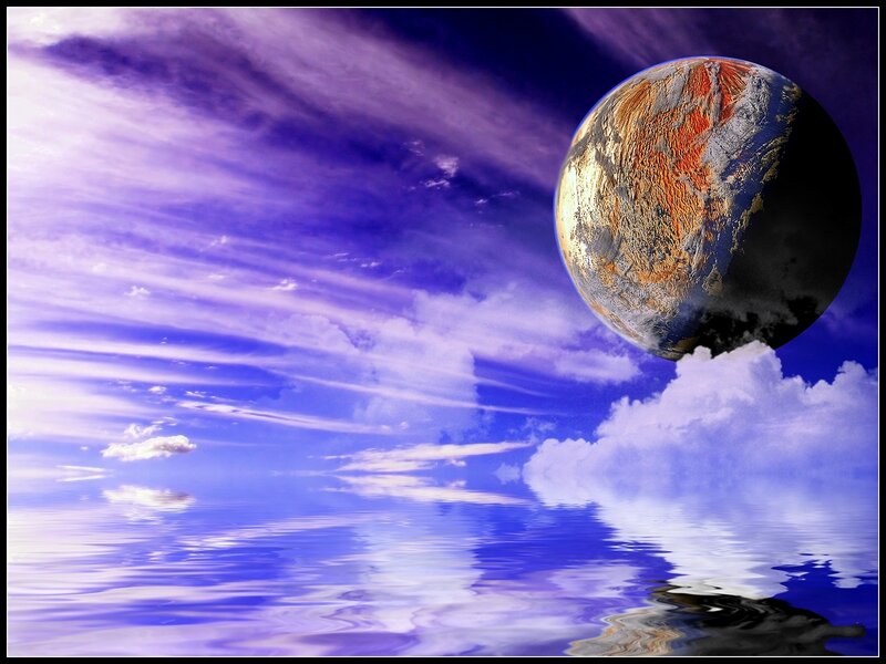 Planet over calm water