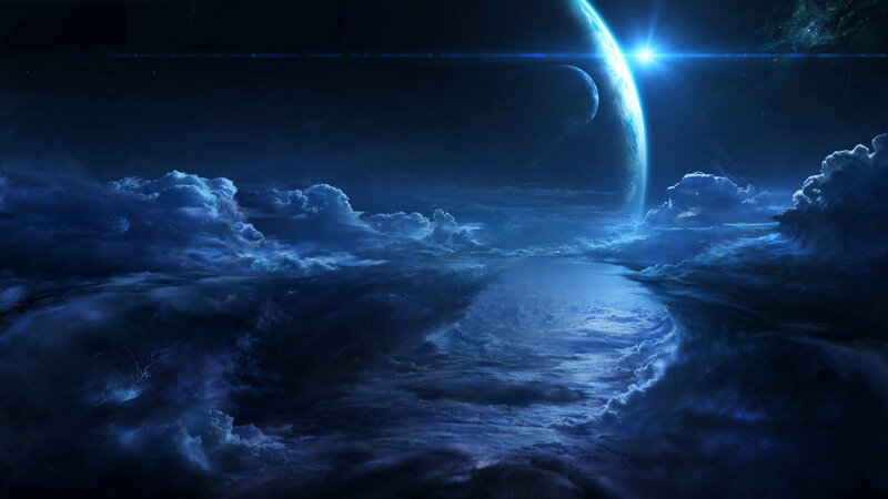 Planet over Clouds — Blue