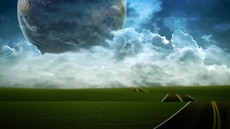 Planet over Green Field