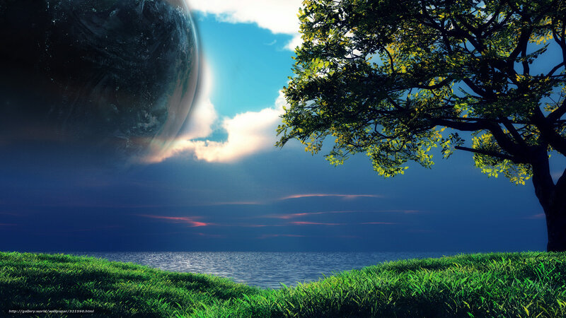 Planet over Lake Landscape