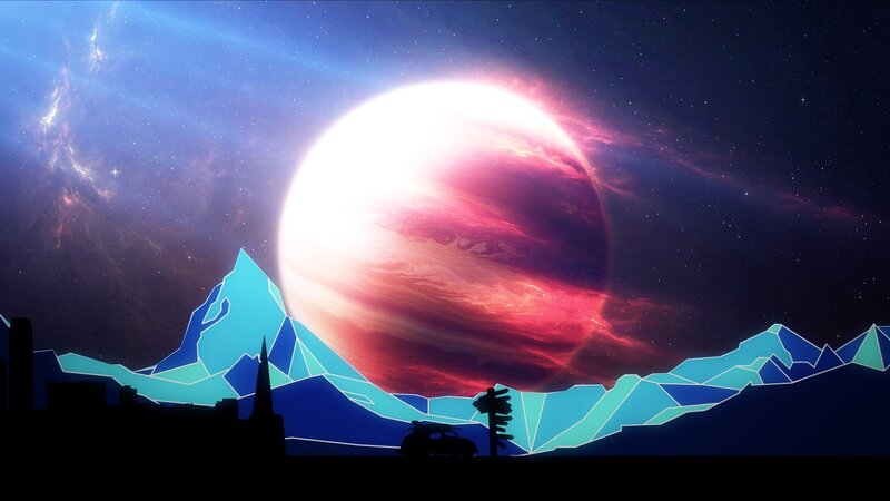 Planet over Mountains — Blue, Dramatic