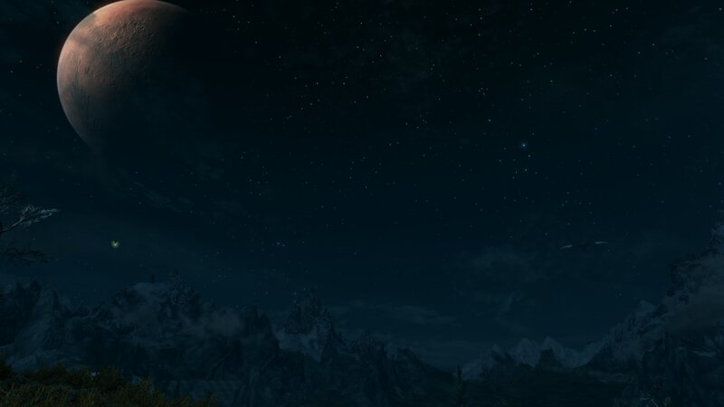 Planet over Mountains — Dark Blue