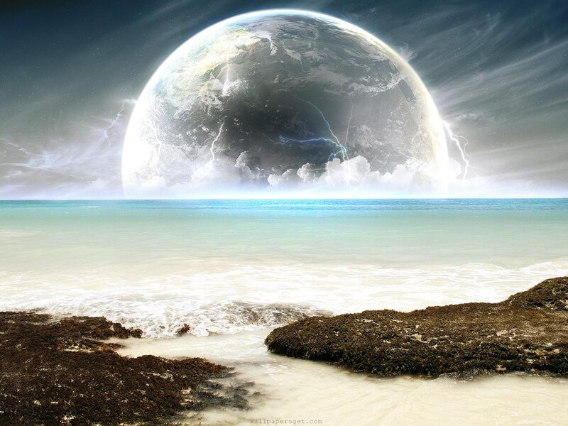 Planet over Ocean — Blue, Dramatic