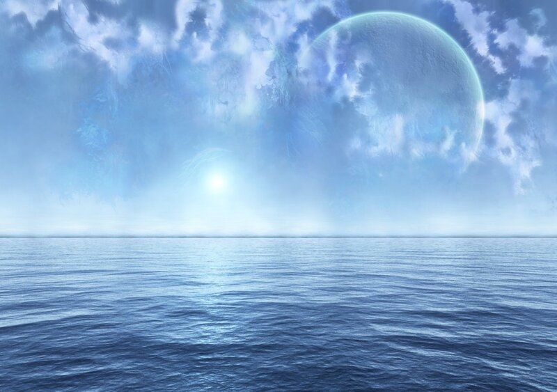 Planet over Ocean — Blue