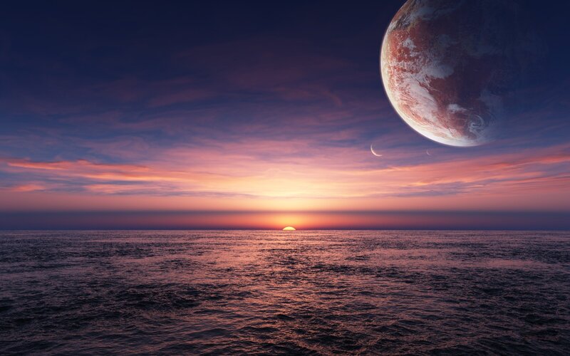 Planet over Ocean — Purple