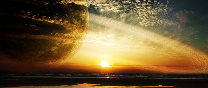 Planet over Ocean Sunset — Orange