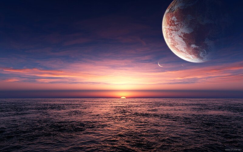 Planet over Ocean