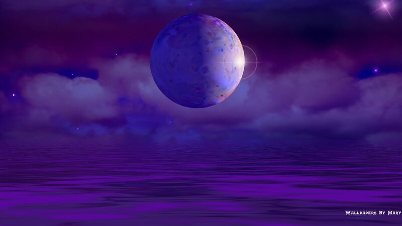 Planet over Purple Water
