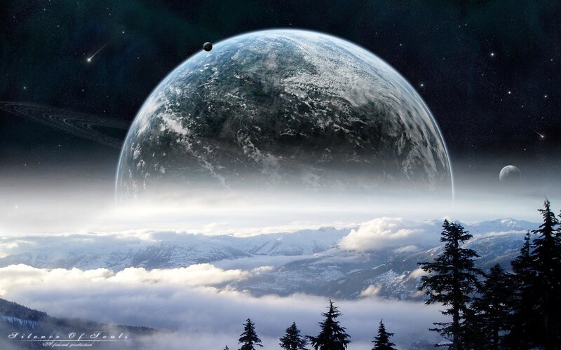 Planet over Snowy Mountains