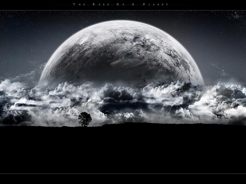 Planet Rising over Clouds — Black
