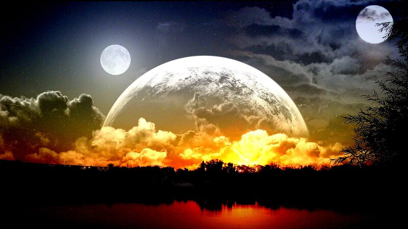 Planet Rising over Clouds — Orange