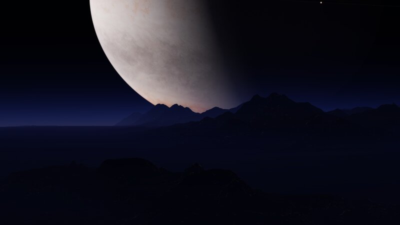 Planet Rising over Mountains — Black