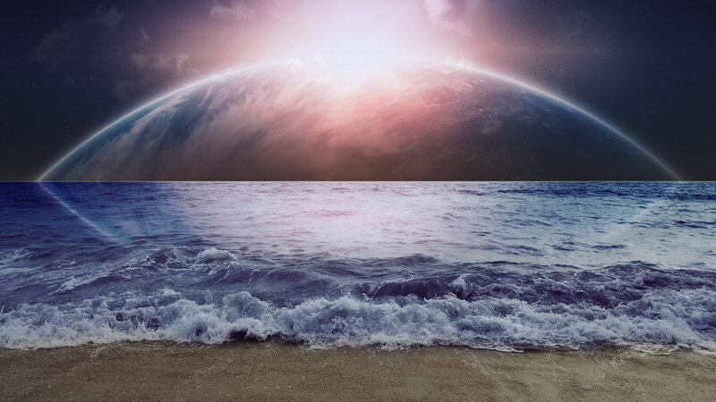 Planet Rising over Ocean