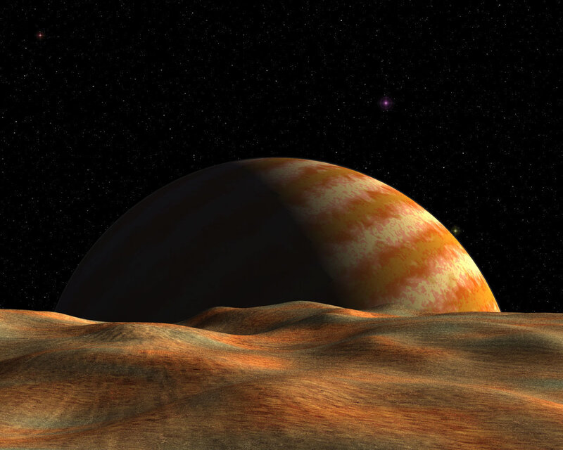 Planet Rising over Terrain