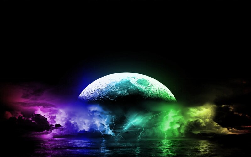 Planet Rising over Water — Green