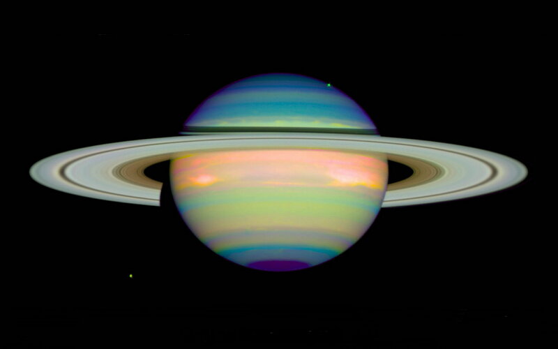 Planet Saturn with Rings — Blue