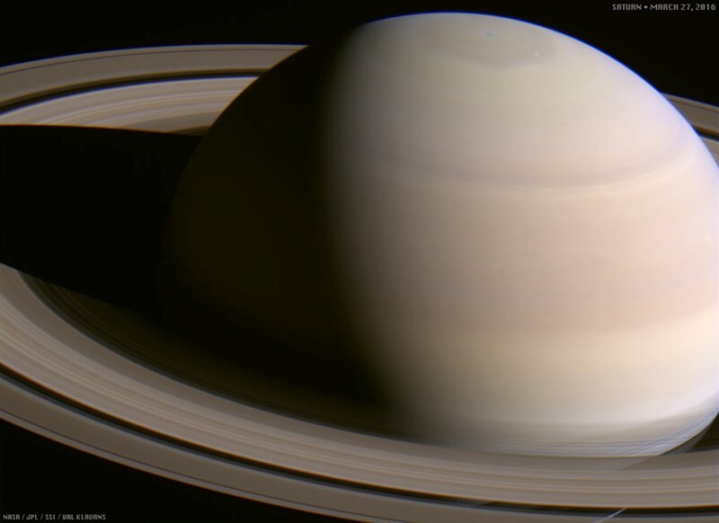 Planet Saturn with Rings — White, Dramatic
