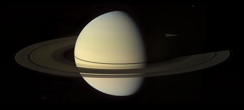 Planet Saturn with Rings — Yellow, Dramatic, Night