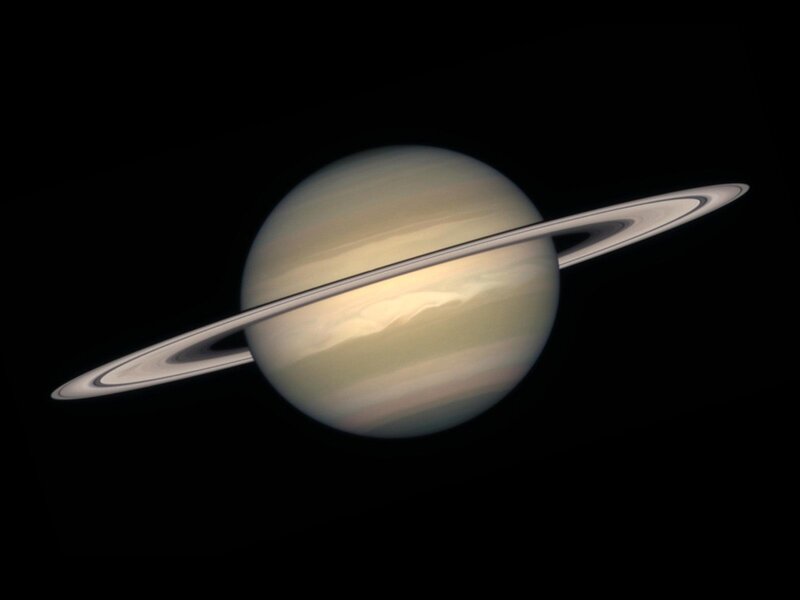 Planet Saturn with Rings — Yellow