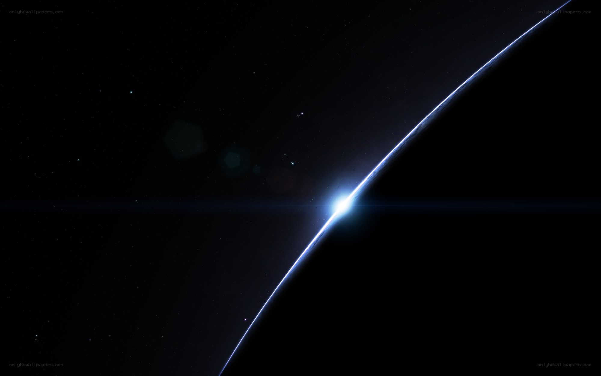 planet sunrise in space
