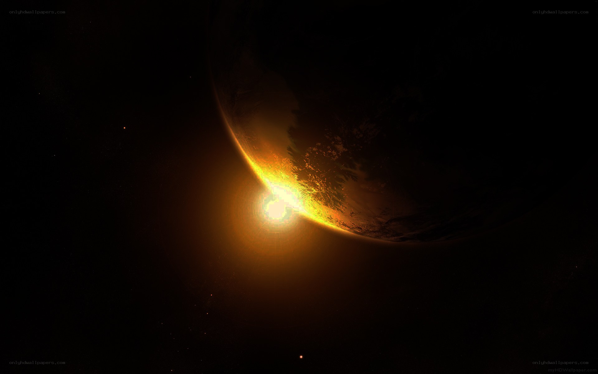 planet sunrise in space