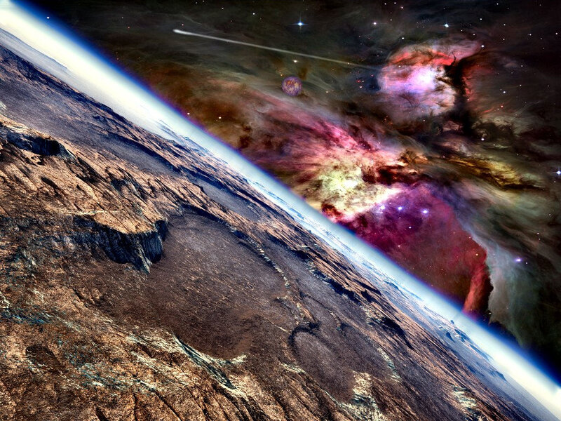 Planet Surface and Nebula