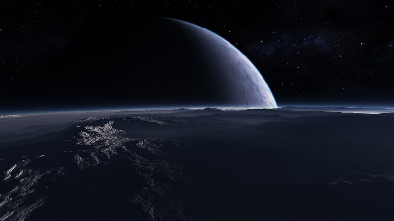 Planet Surface View — Black, Dramatic