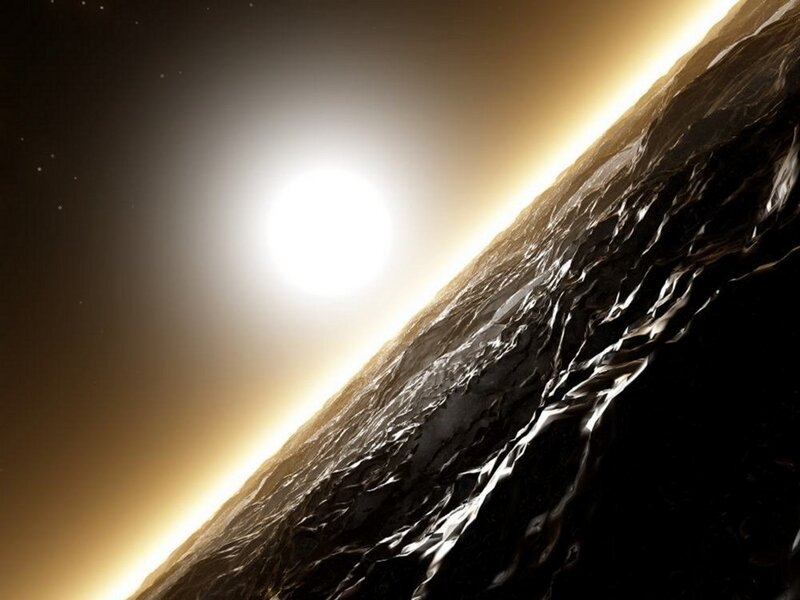 Planet Surface with Star — Black, Dramatic