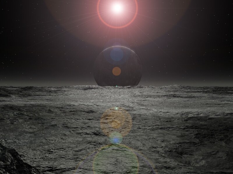 Planet Surface with Star — Gray
