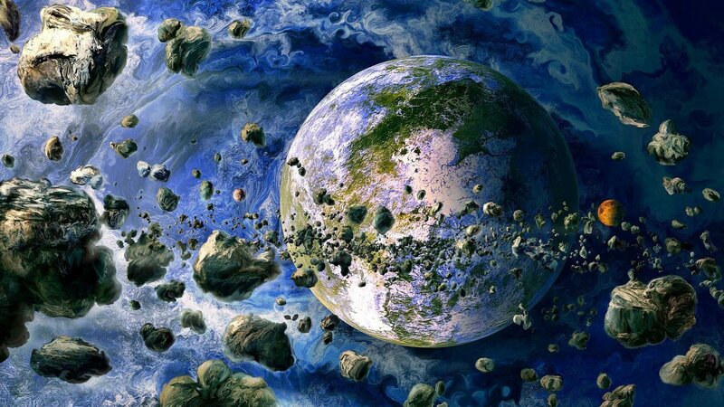 Planet Surrounded by Asteroids