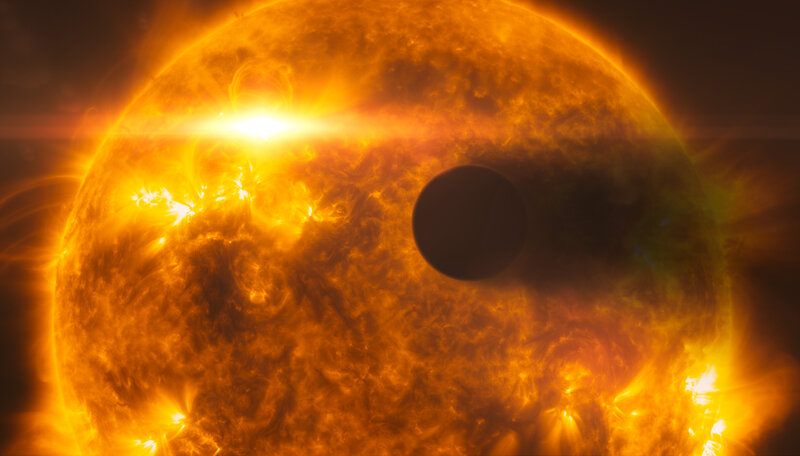 Planet Transiting Star — Orange, Dramatic