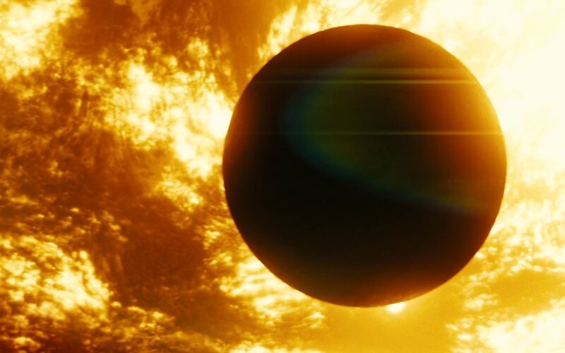 Planet Transiting Star — Yellow, Dramatic, Digital Art