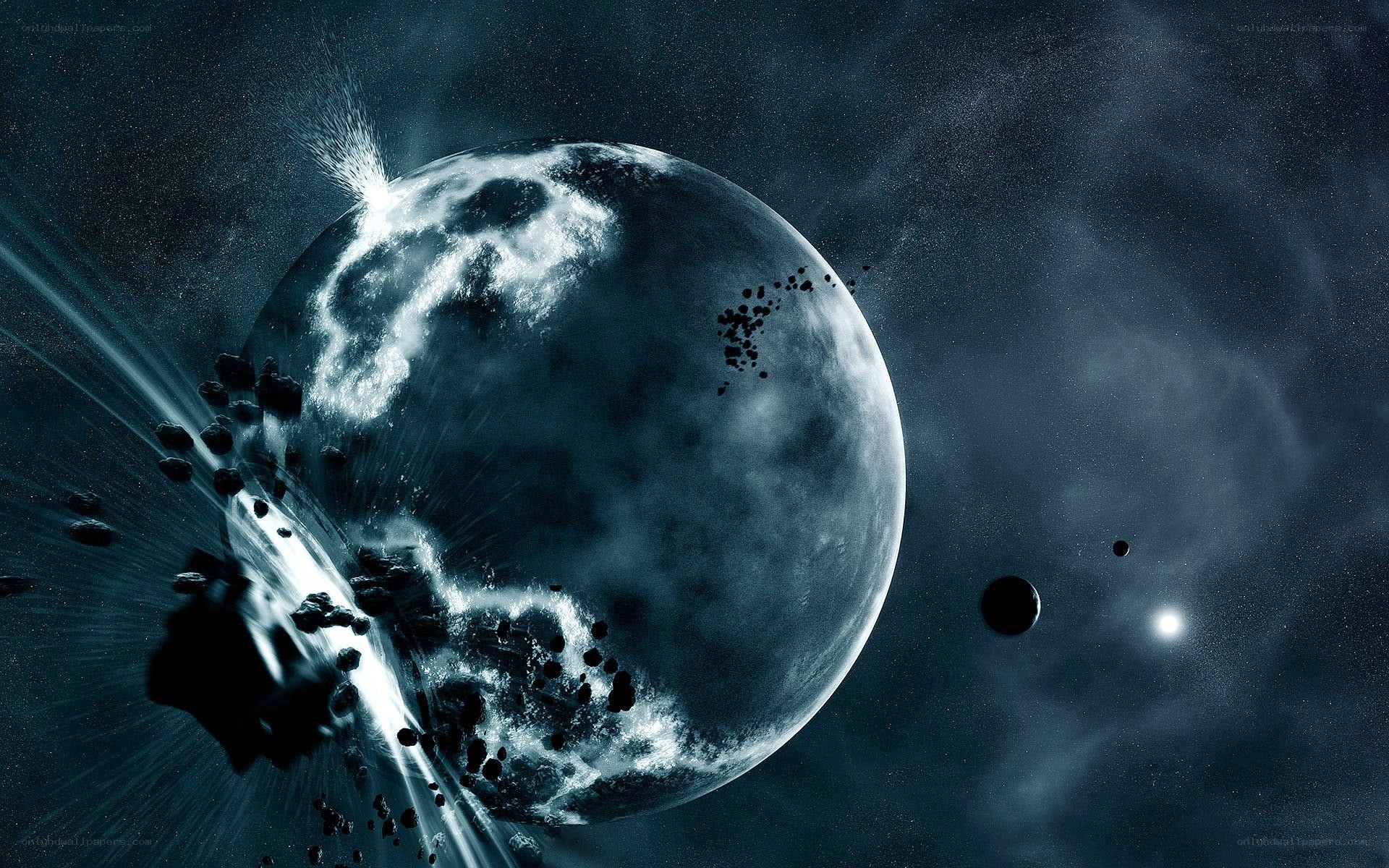 Planet under asteroid attack