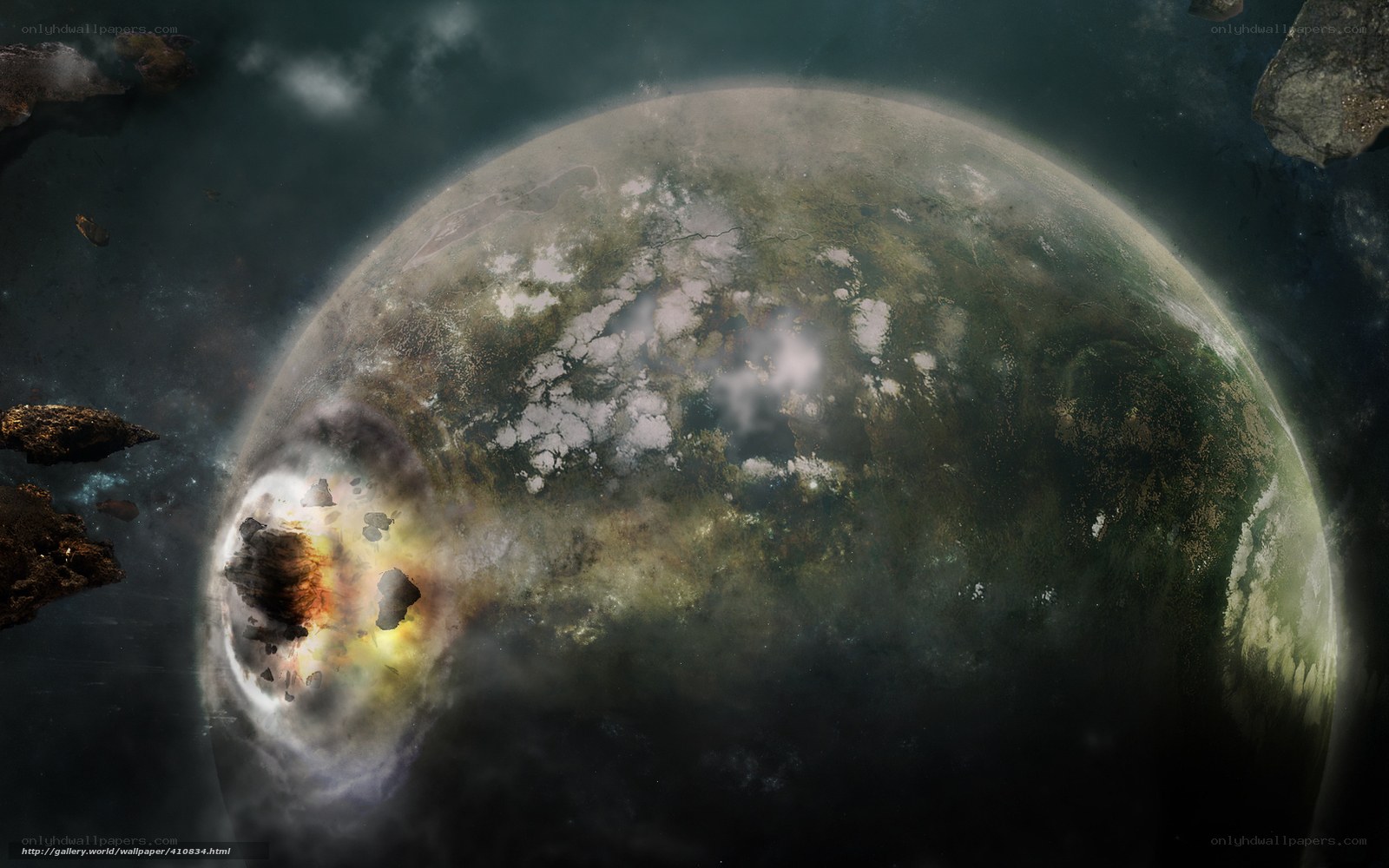 Planet under asteroid attack