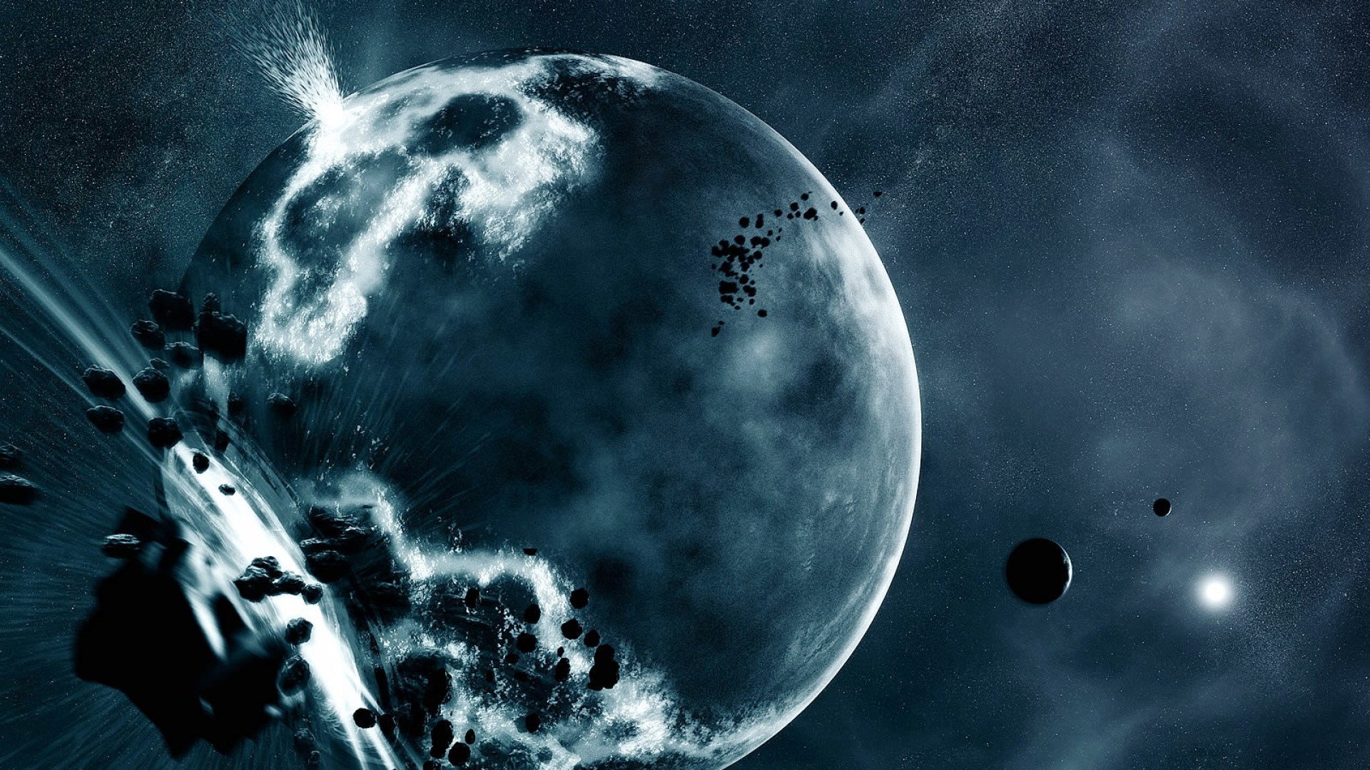 Planet under asteroid attack