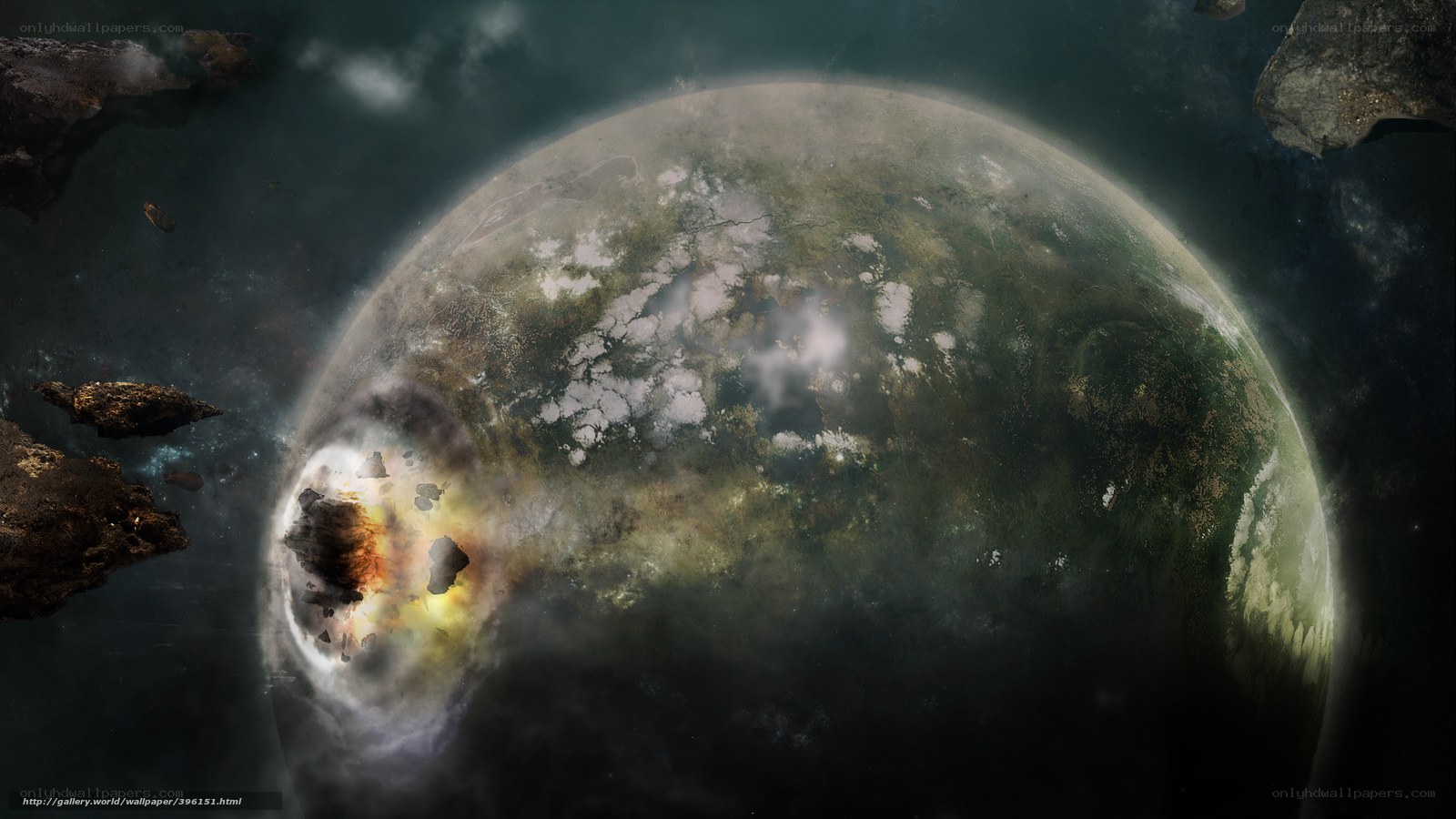Planet under asteroid attack