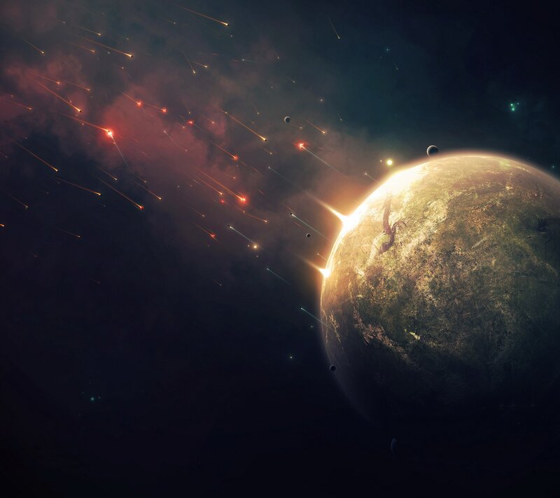 Planet under Meteor Shower